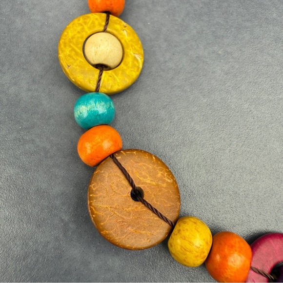 Colorful Wooden Beaded Necklace - Picture 7 of 11